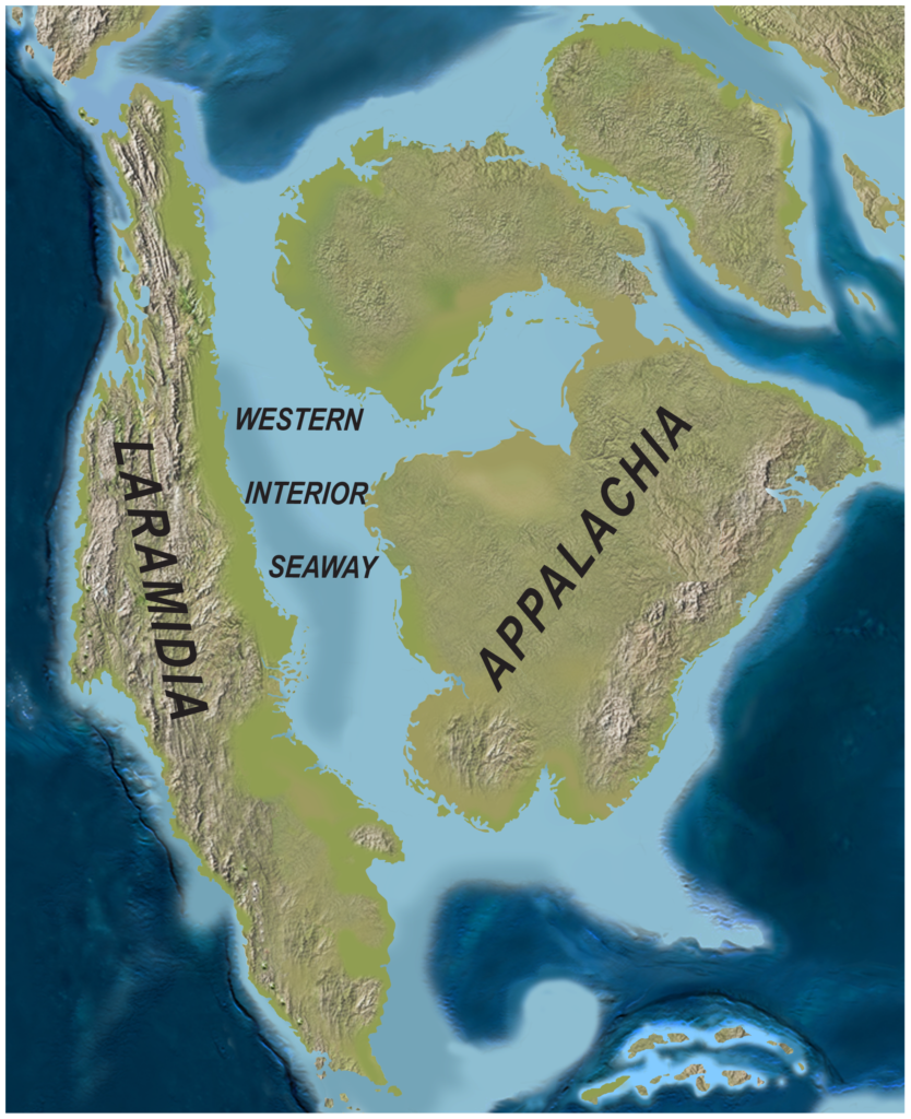 Paleogeography of North America during the Late Cretaceous (∼75 Ma)