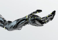 Black futuristic arm, type of bionic arm with similar functions to a human arm