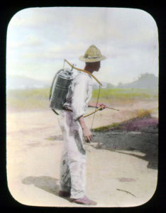 Mosquito control during the construction of the Panama Canal. t Source: Field Museum Archives, https://commons.wikimedia.org/wiki/File: Mansprayingkeroseneoil.jpg 