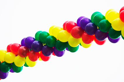Multicolored spiral of balloons