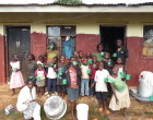 Orphanage in Kampala, Uganda with their home-produced probiotic Yoba yoghurt