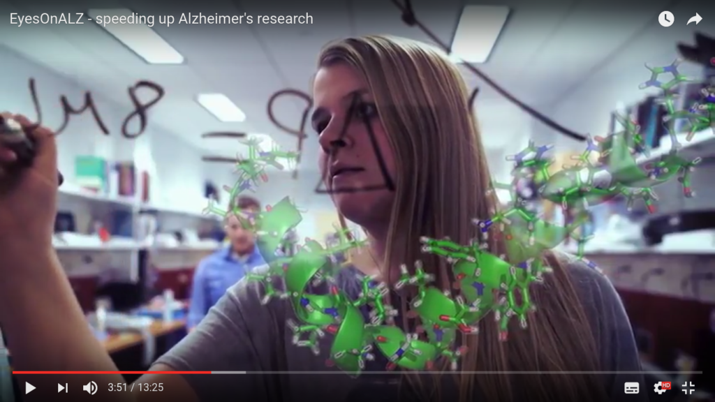 Screenshot from The Crowd & The Cloud series, Alzheimer’s segment featuring EyesOnALZ & Stall Catchers.