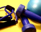 Exercise equipment including a turquoise rubber ball
