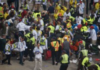 Emergency personnel during the Boston Marathon explosion