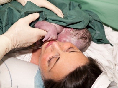 Mother and child after caesarean section