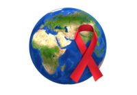 World AIDS Day Awareness Globe Red Ribbon Isolated