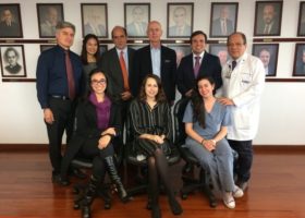 Cat Fung and Professor Stefan Priebe, Principal Investigator, with the research team in Colombia in November 2017.