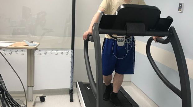 Participant doing cardiopulmonary exercise testing (CPET)